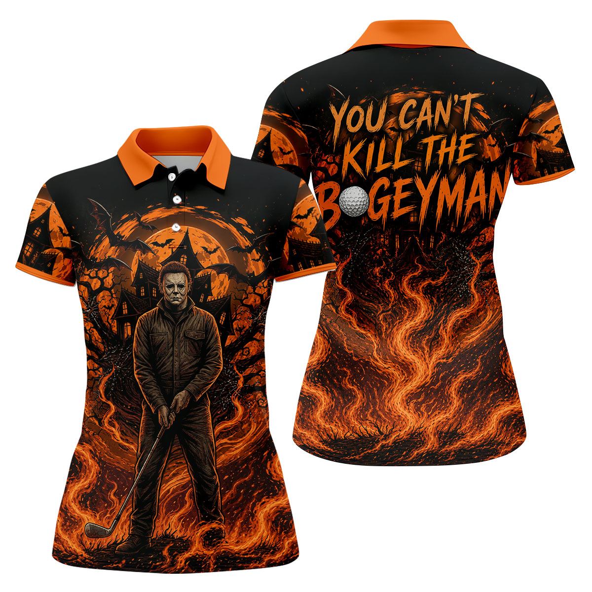 You Can't Kill The Bogeyman Halloween Golf Polo Shirt, Horror Character, Womens Golf Tops