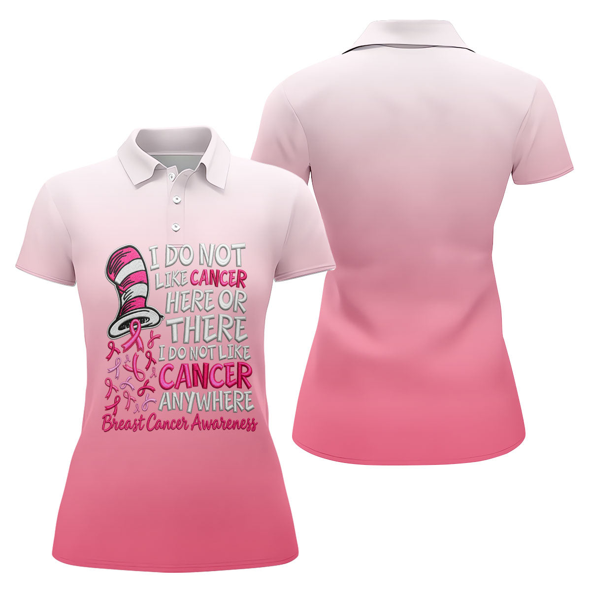I Do Not Like Cancer Anywhere Breast Cancer Polo Shirt, Ladies Golf Shirt, Womens Golf Tops