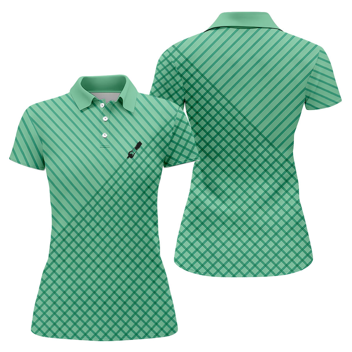 Lawn Mower Logo Cross Pattern Women's Golf Tops, Ladies Golf Shirts, Golfing Apparel