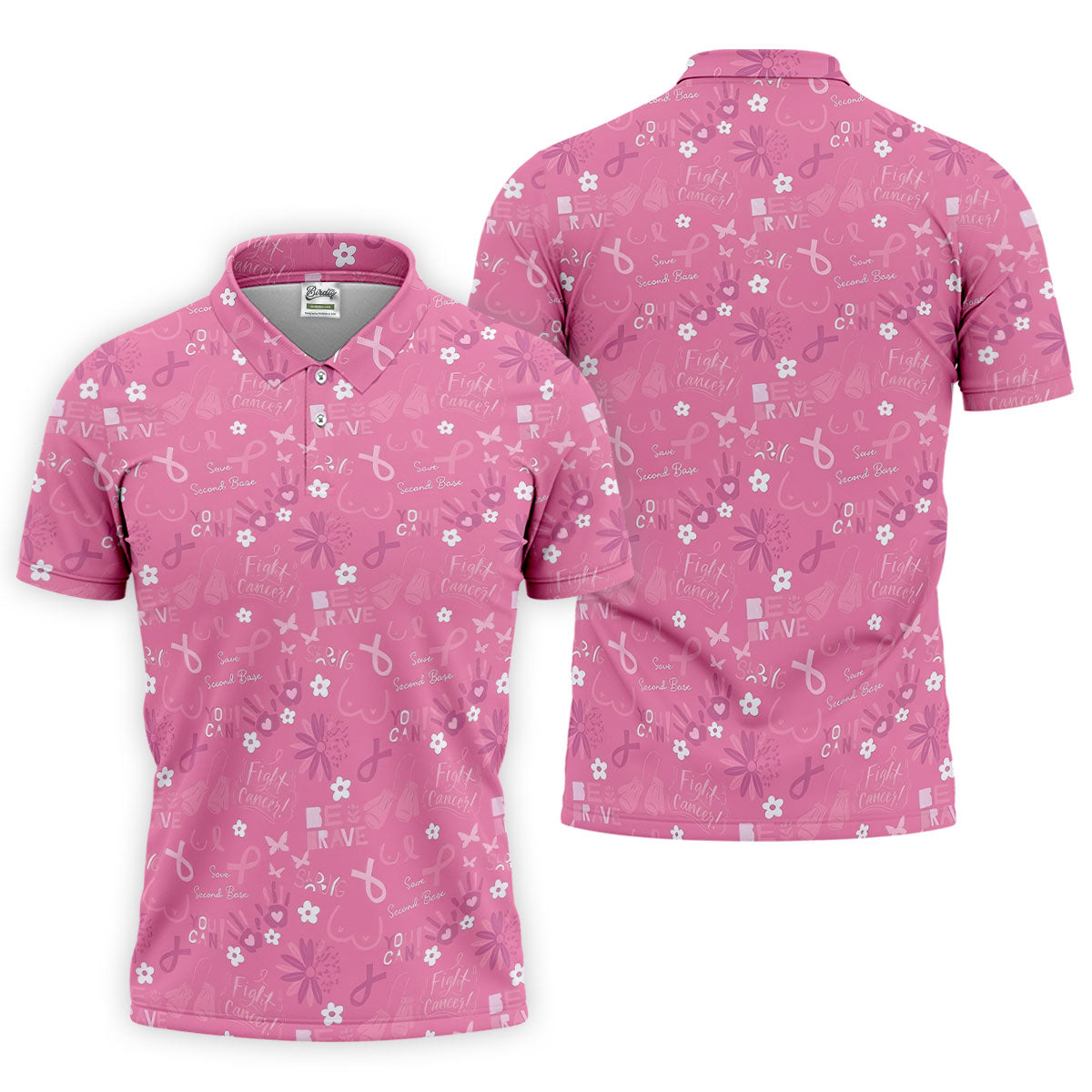 Save Second Base Fight Breast Cancer Polo Shirt, Polo Shirts For Men, Printed Golf Shirts