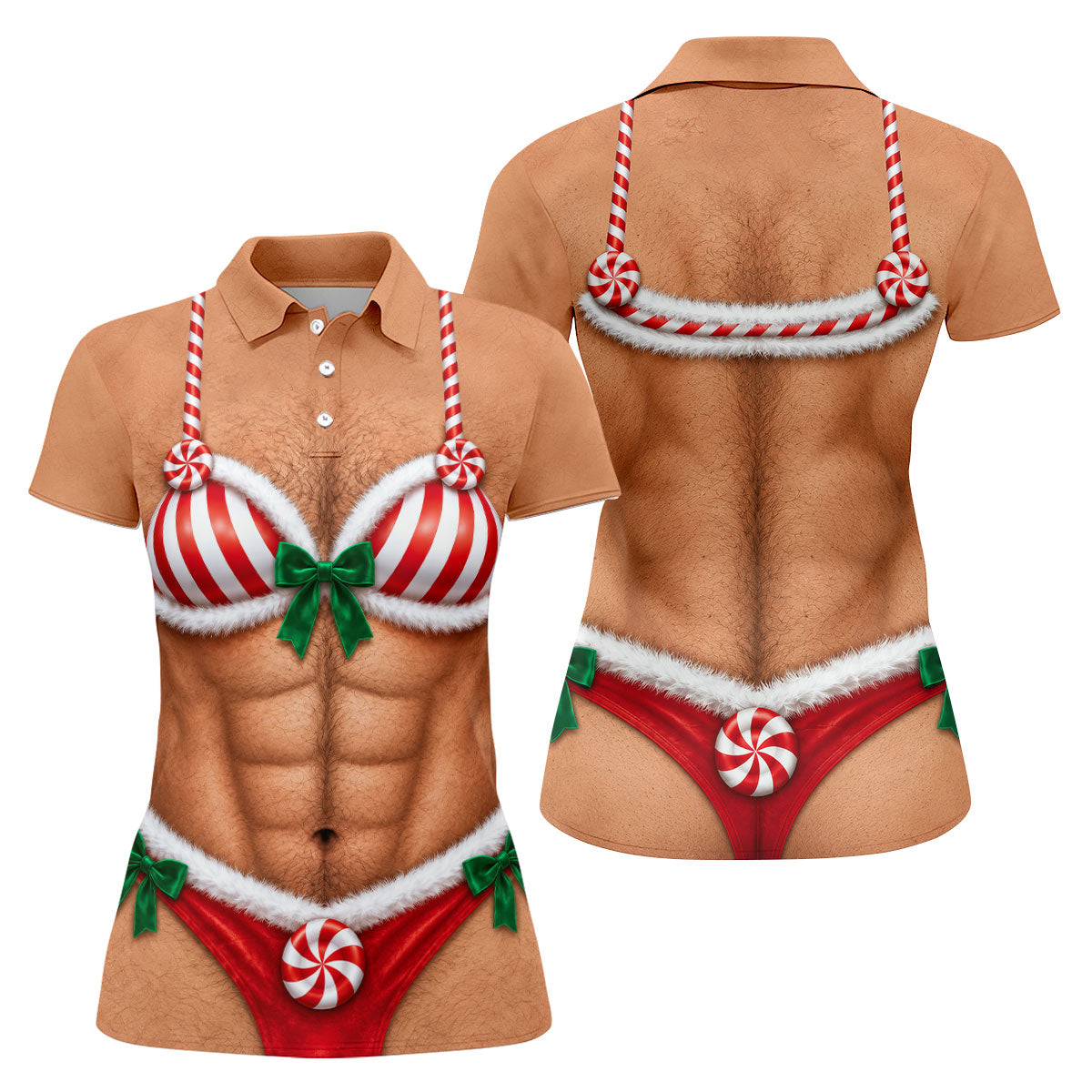 Funny Christmas Golf Shirt Custom Belly, Women’s Golf Polo, Golf Tops For Women