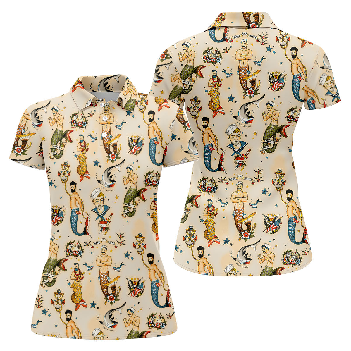 Mermen Rise And Shine Fun Women's Golf Shirts, Gay Pride Month Celebrate Golf Shirt For Women