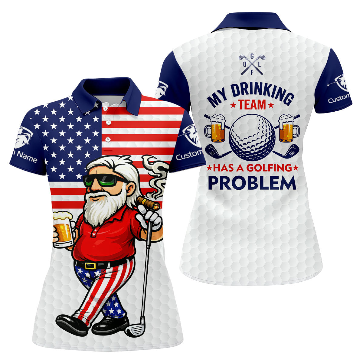 My Drinking Team Has A Golfing Problem Patriotic Man Golf And Beer 250 Years 4th Of July Golf Shirt For Women