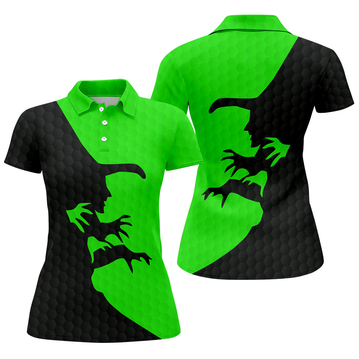 T-Rex Silhouette Halloween Golf Polo Shirt, Women's Golf Apparel, Ladies Golf Shirt