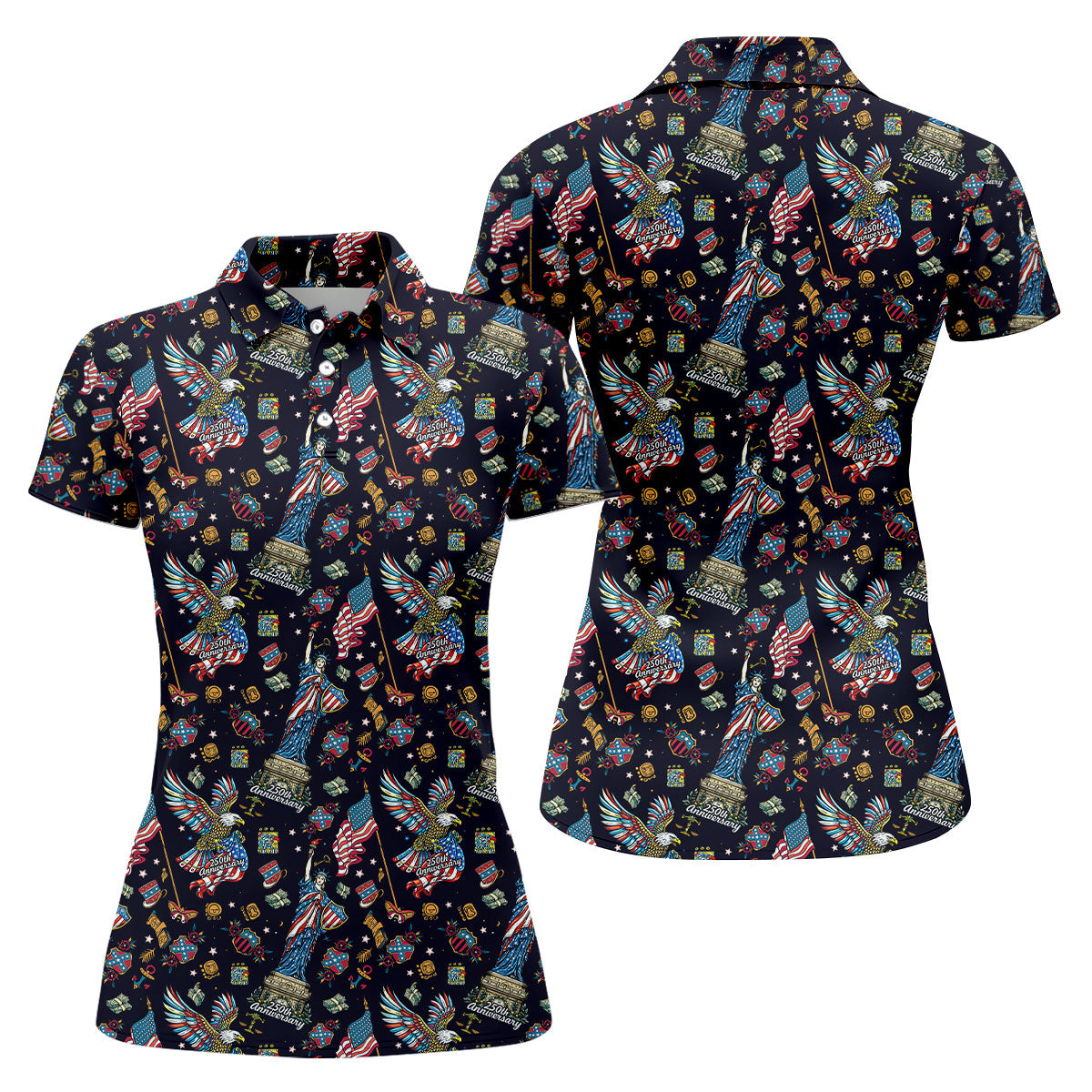 American History Culture Patriotic 4th Of July Golf Shirt, 250th Anniversary Golf Shirt For Women