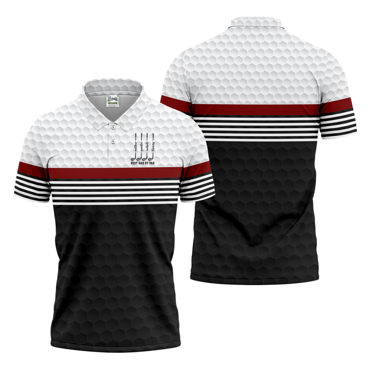 Best Dad By Par Golf Ball Pattern Father's Day Golf Shirt, Golf Gift For Dad, Polo Shirts For Men