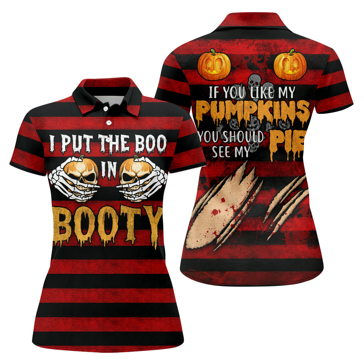 I Put The Boo In Booty Halloween Golf Polo Shirt, Women's Golf Tops, Golf Polo For Women