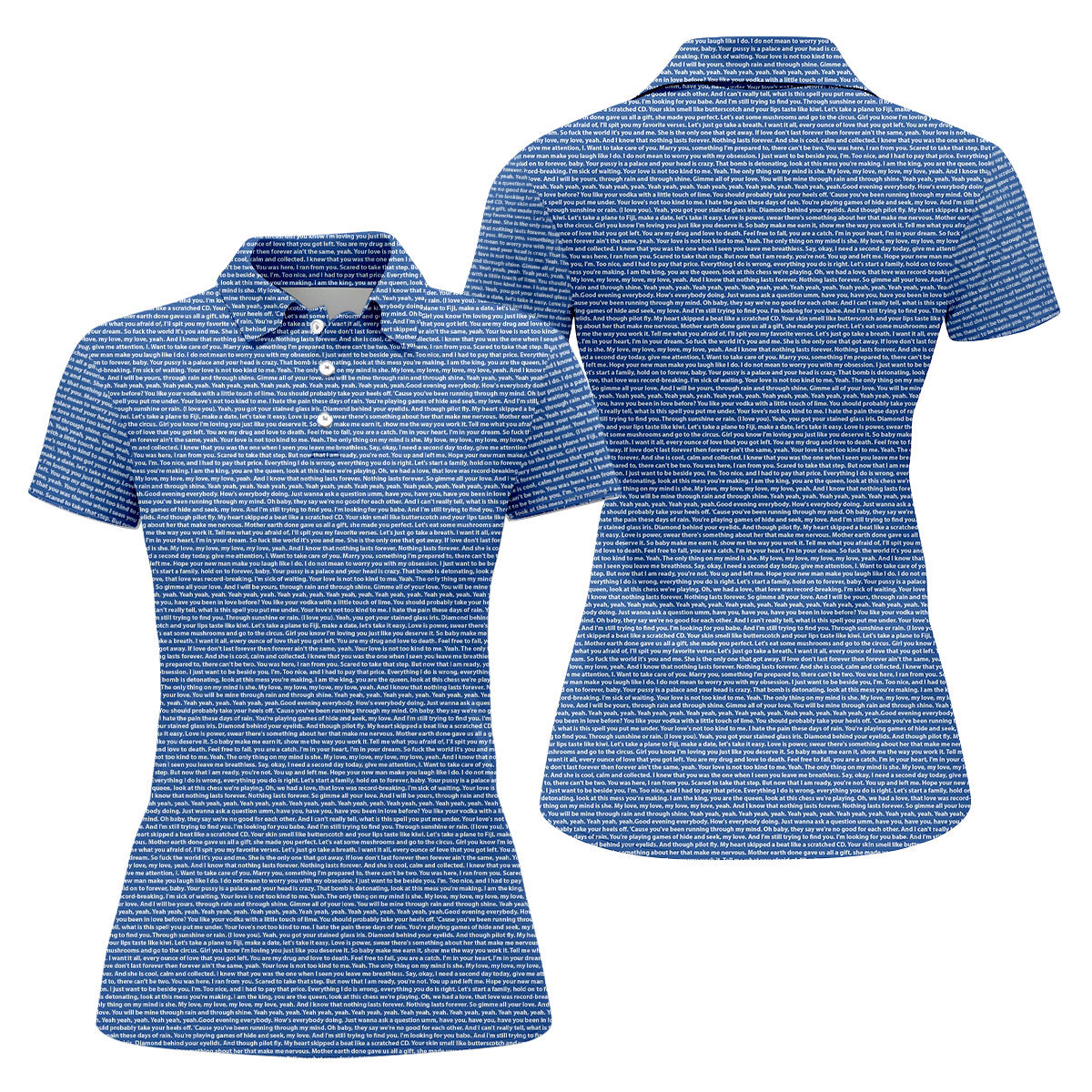Blue Text Pattern Golf Polo Shirt, Ladies Golf Shirts, Golf Tops For Women
