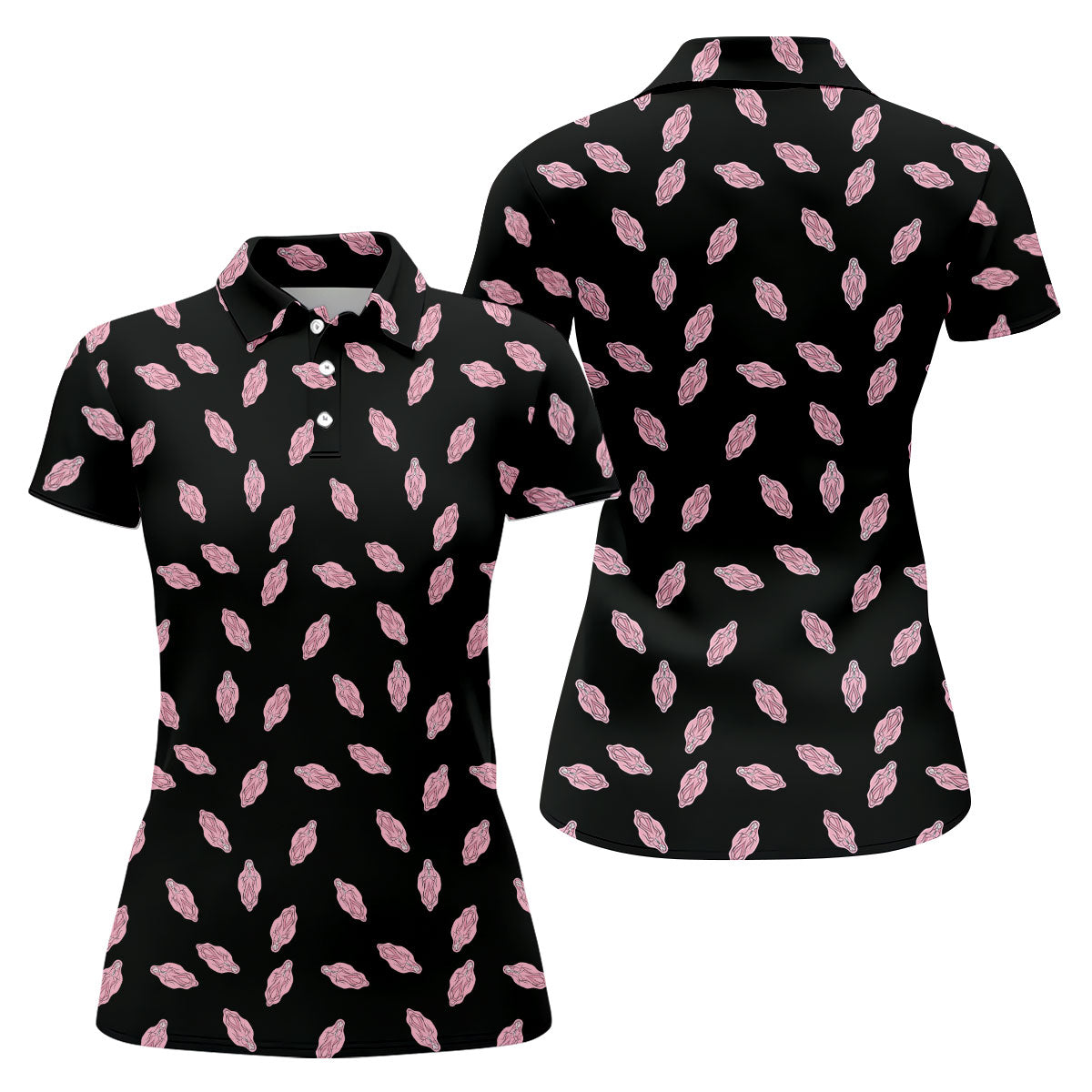 Funny Pink Adult Humor Pattern Polo Shirt, Golf Shirts For Women, Women’s Golf Apparel