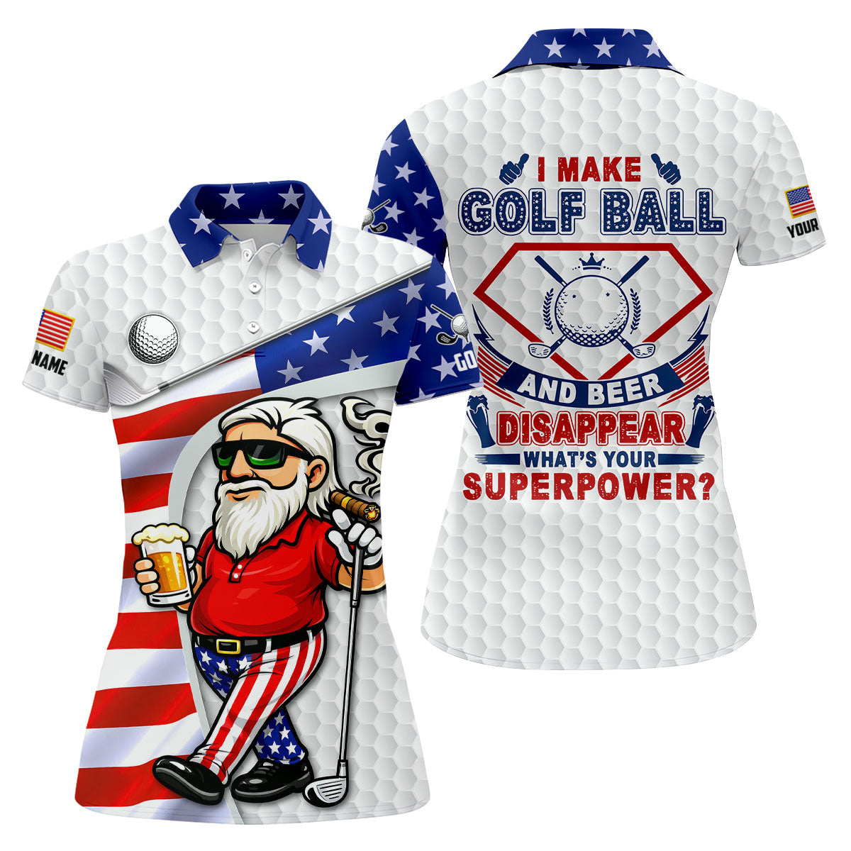 I Make Golf Ball And Beer Disappear Patriotic 4th Of July Funny Golf Shirt, 250 Years Golf Shirt For Women