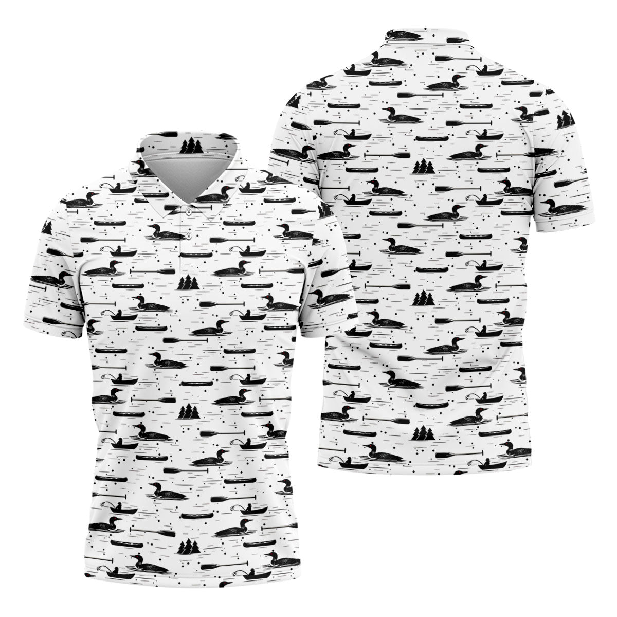 Loon Lake Aquatic Birds Hawaiian Golf Shirt, Men's Golf Shirt, Polo Shirts For Men