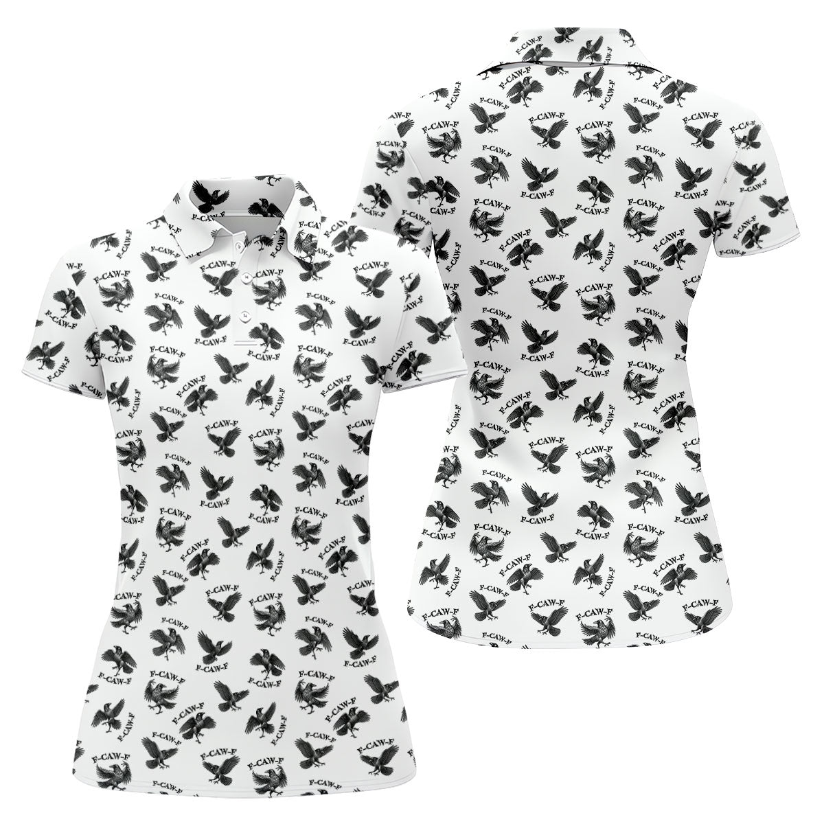 F-Caw-F Raven Halloween Golf Polo Shirt, Women's Halloween Shirt, Golf Apparel For Women