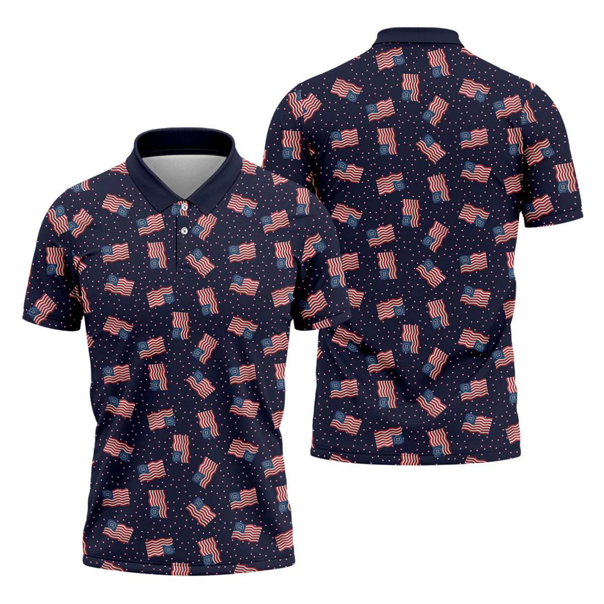 250th Anniversary Waving Flags Patriotic Golf Shirt, 4th Of July Golf Shirts For Men