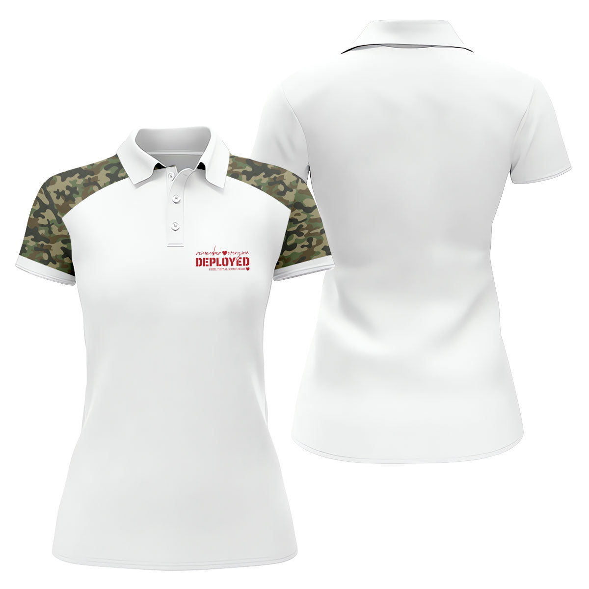 Remember Everyone Deployed Camo White Patriotic 4th Of July Golf Shirt, 250th Anniversary Golf Shirt For Women