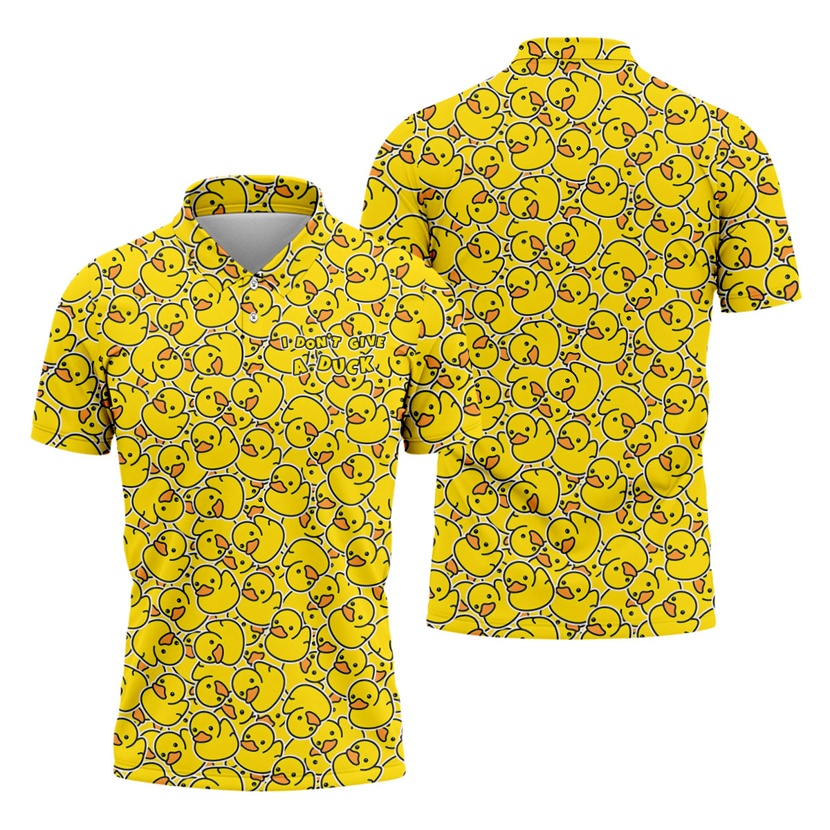 I Don't Give A Duck Yellow Rubber Duck Hawaiian Golf Shirt, Men's Funny Golf Shirts