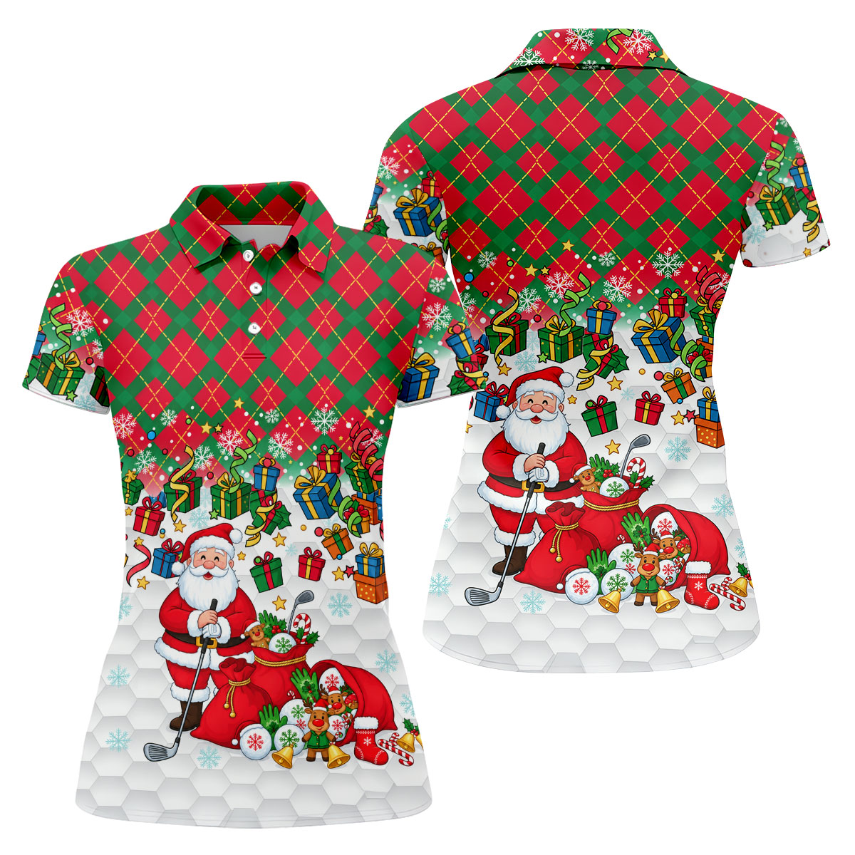 Christmas Santa Golfer and Gifts Polo Shirt, Women’s Golf Polo, Golf Shirts For Women