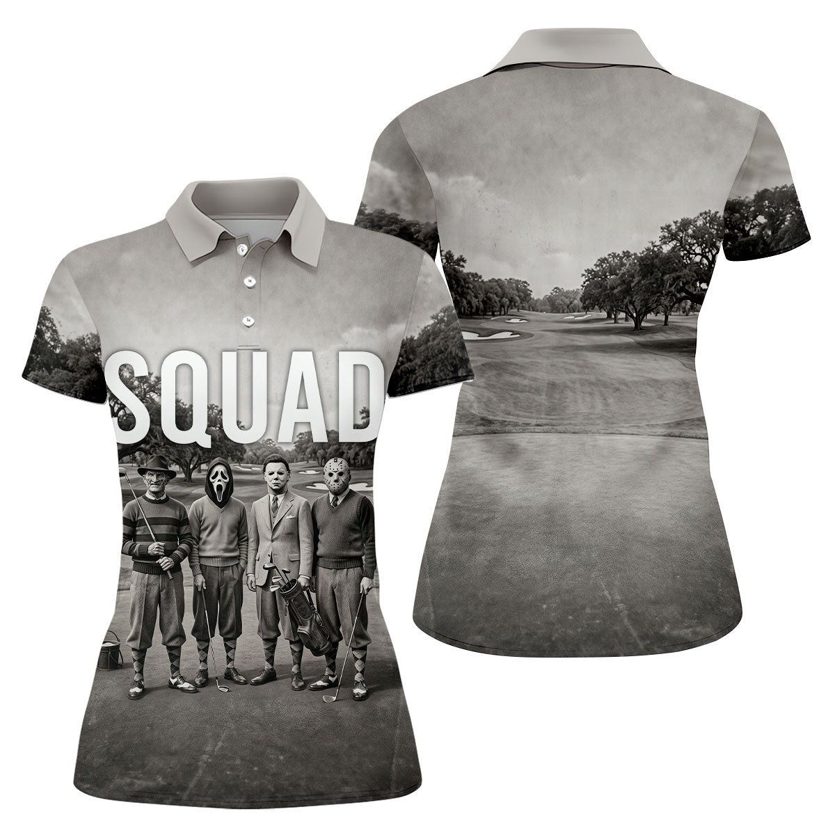 Horror Golfer Squad Halloween Golf Polo Shirt, Women’s Golf Polo, Ladies Golf Shirts