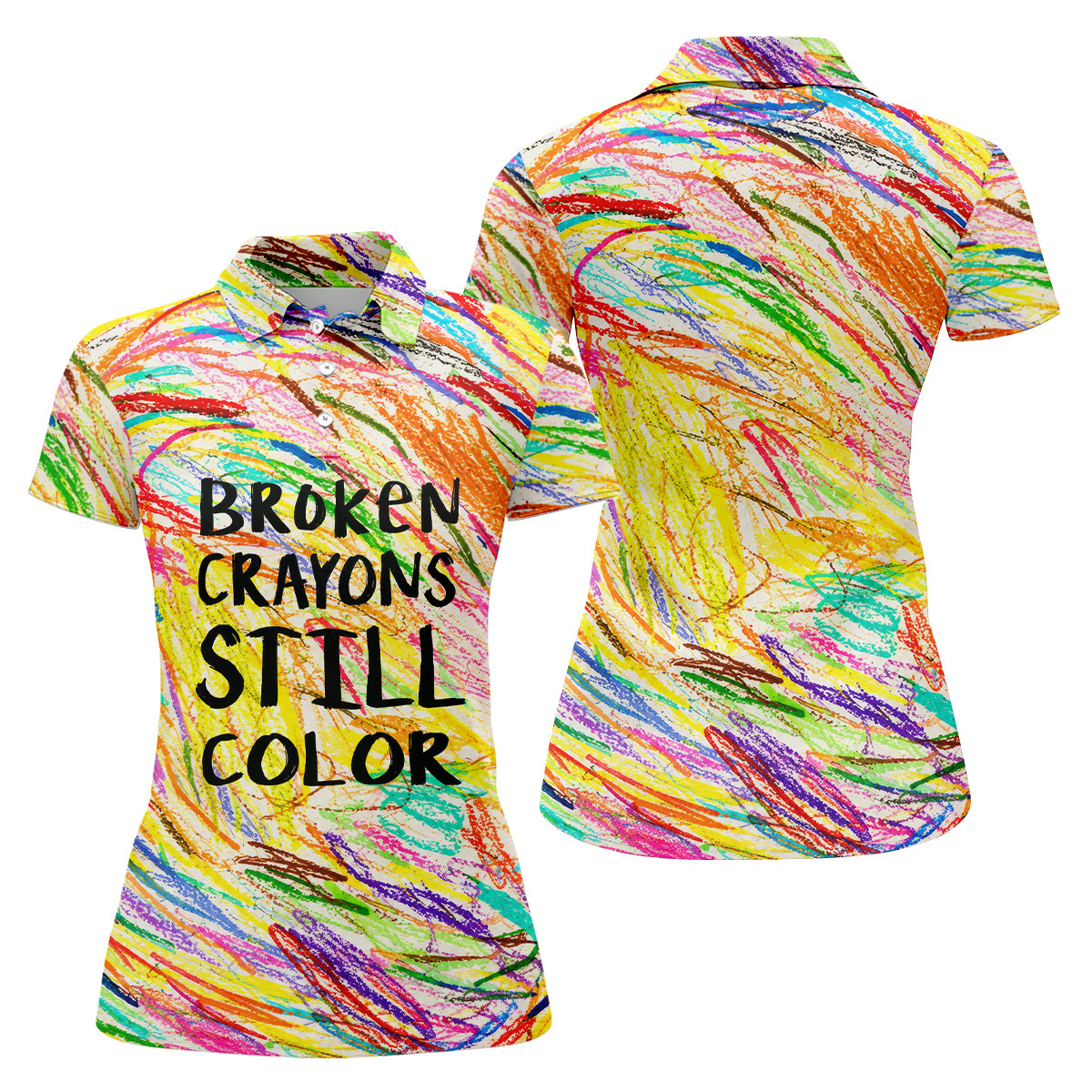 Broken Crayons Still Color Breast Cancer Shirt, Women's Golf Tops, Golf Shirts For Women