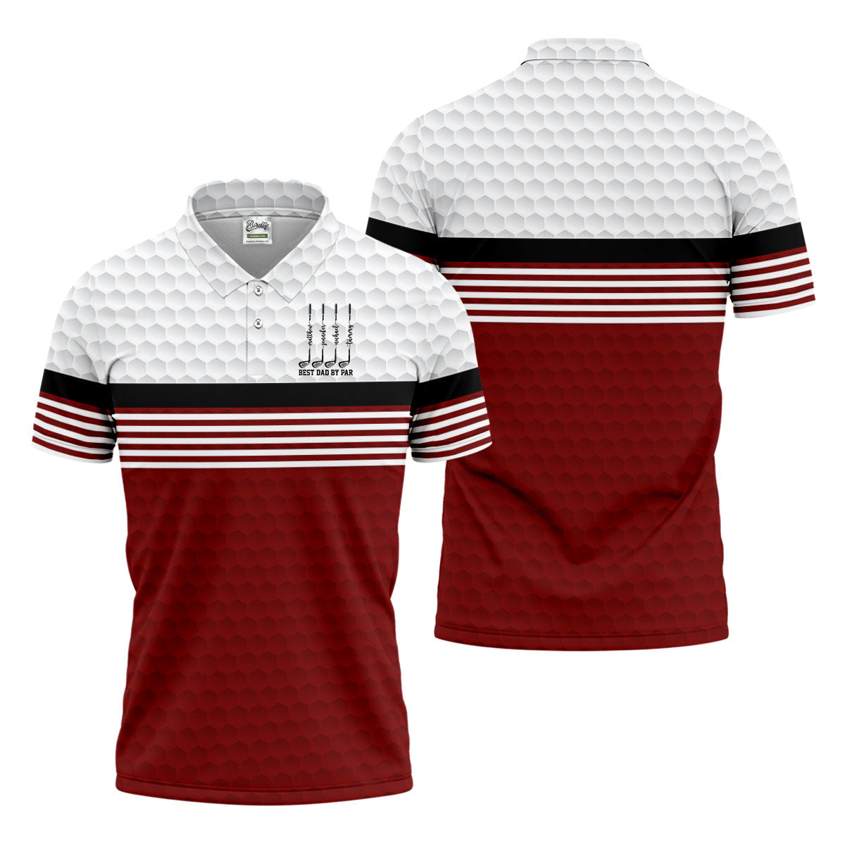 Best Dad By Par Golf Ball Pattern Father's Day Golf Shirt, Golf Gift For Dad, Polo Shirts For Men
