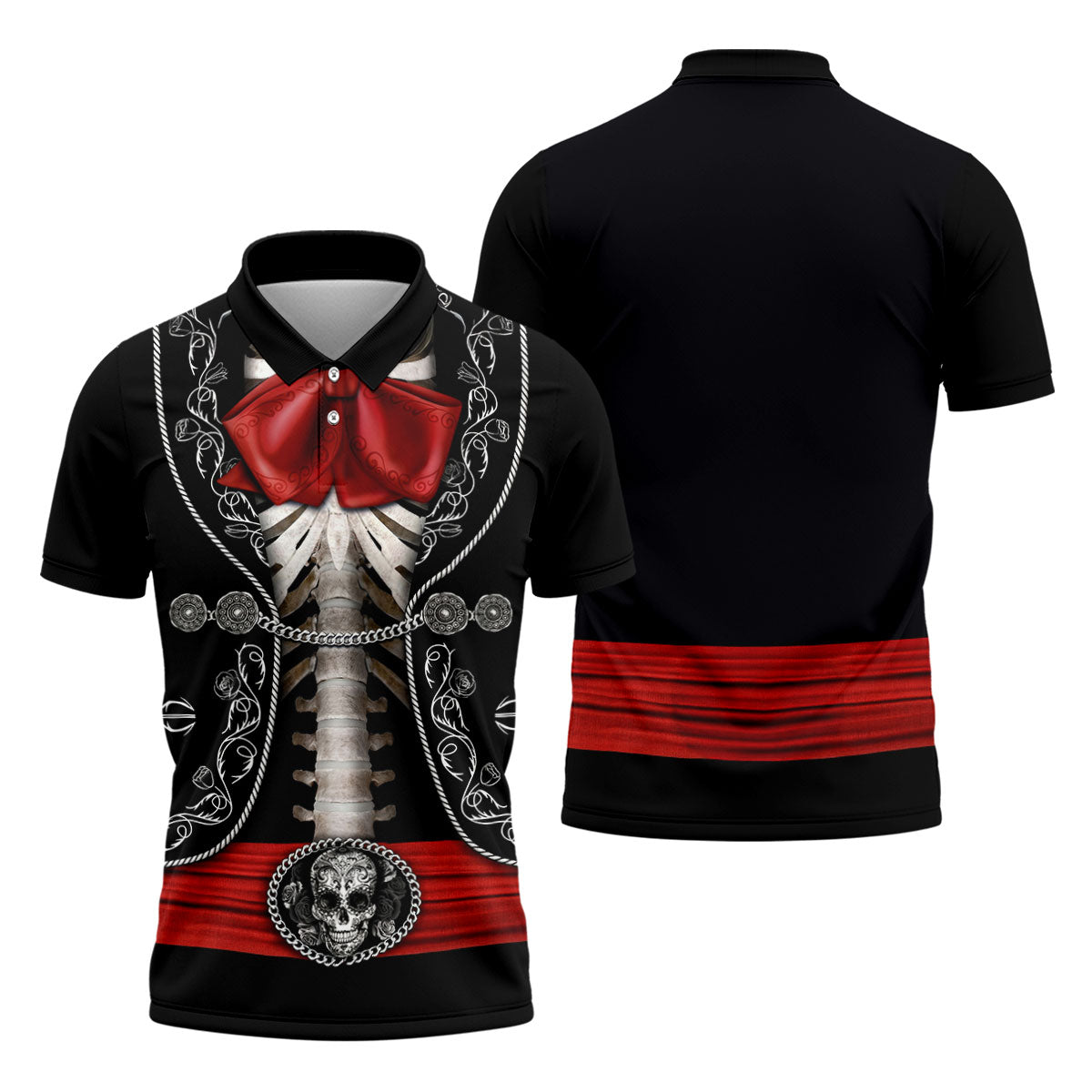 Mexican Fiesta Theme Red Costume Golf Tops For Men, Cinco De Mayo Celebration Golf Shirts For Men