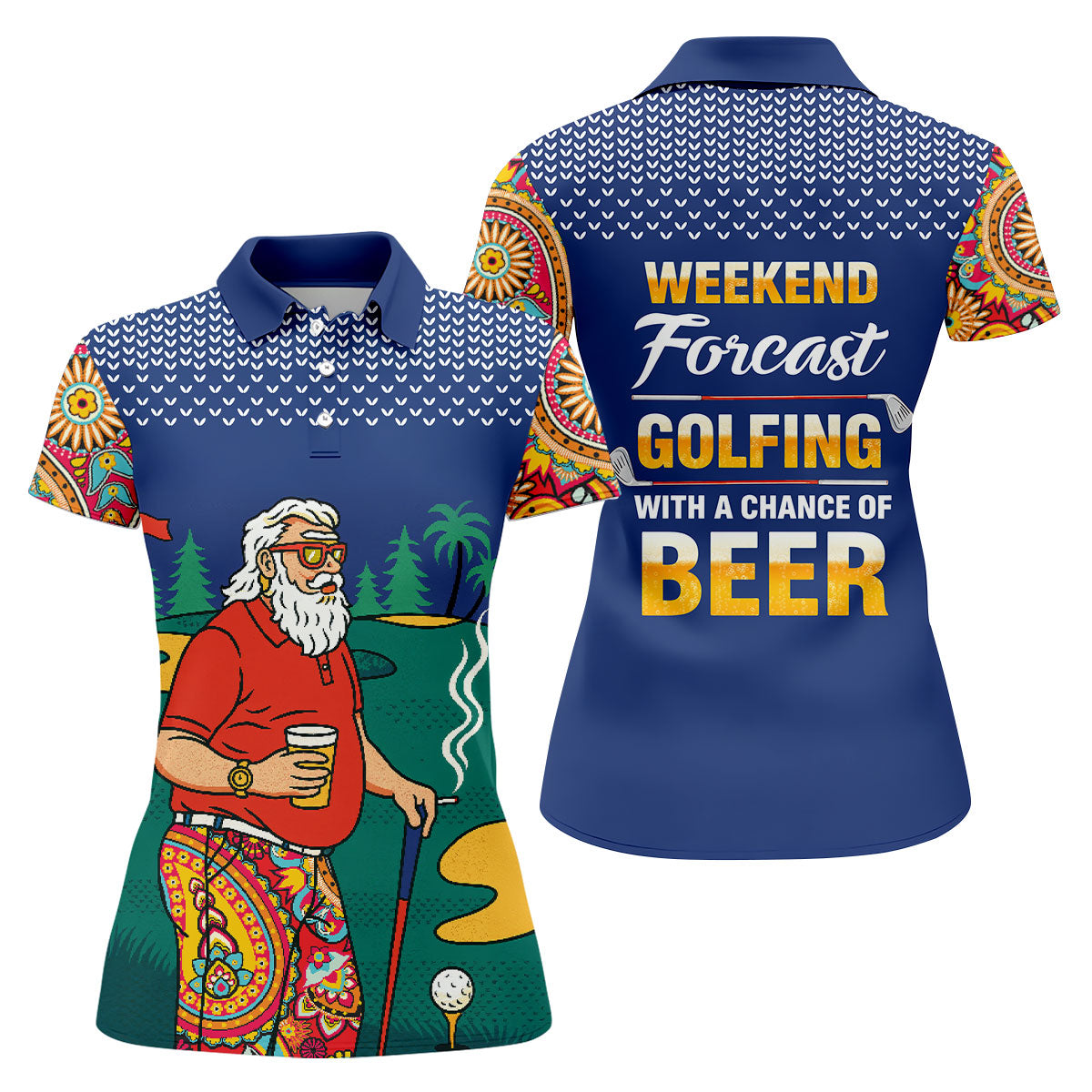 Funny Bearded Golfer Beer Lover Hawaiian Golf Shirt, Hawaiian Golf Shirt, Performance Golf Shirt