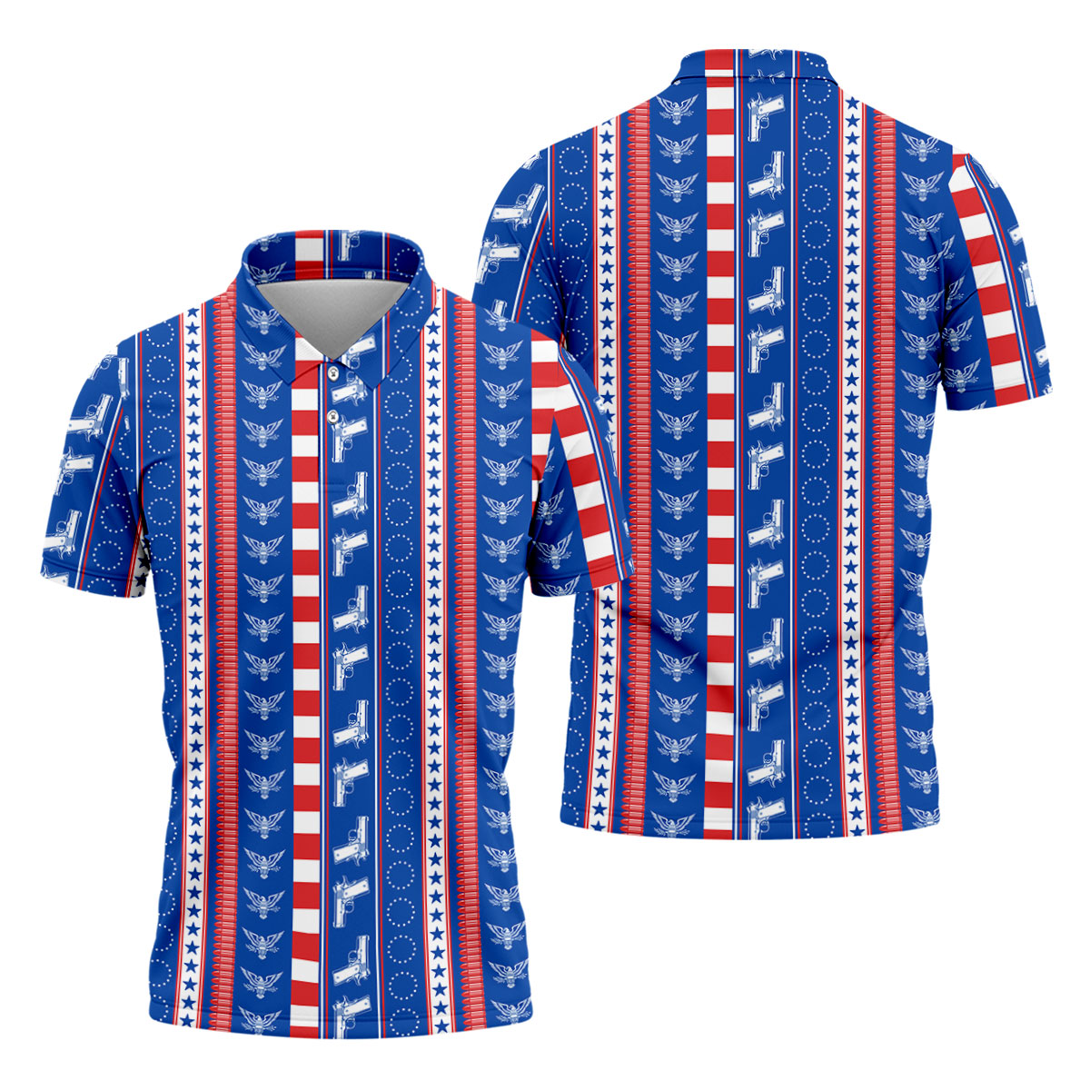 Red White Blue Army Theme Patriotic 4th Of July Golf Shirt, 250 Years Golf Shirts For Men