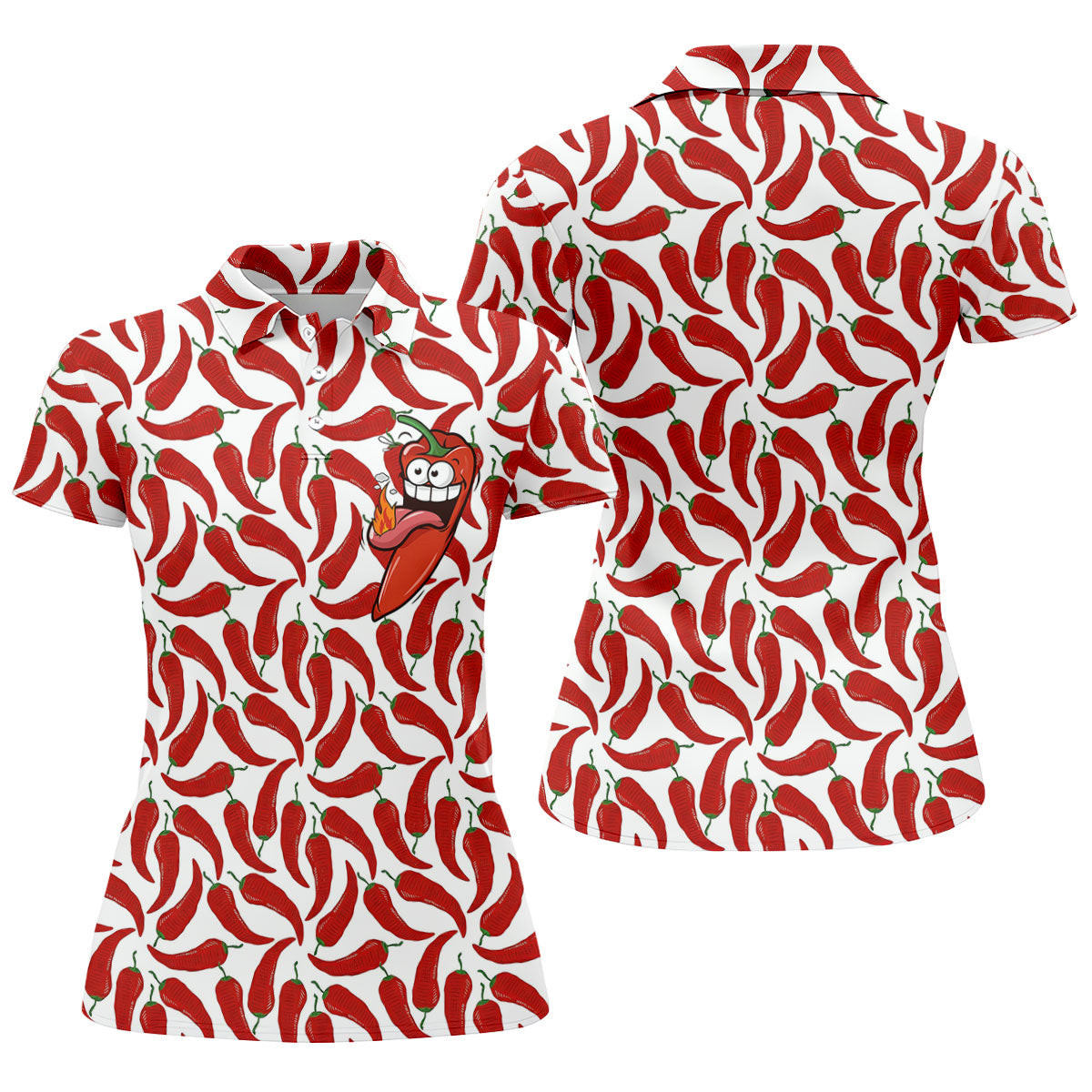 Spicy Hot Pepper Cinco De Mayo Celebration Fiesta Themed Ladies Golf Tops, Golf Shirt For Women