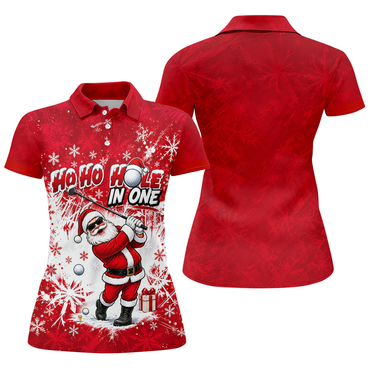 Ho Ho Hole In One Santa Christmas Golf Shirt, Womens Golf Tops, Ladies Golf Shirts
