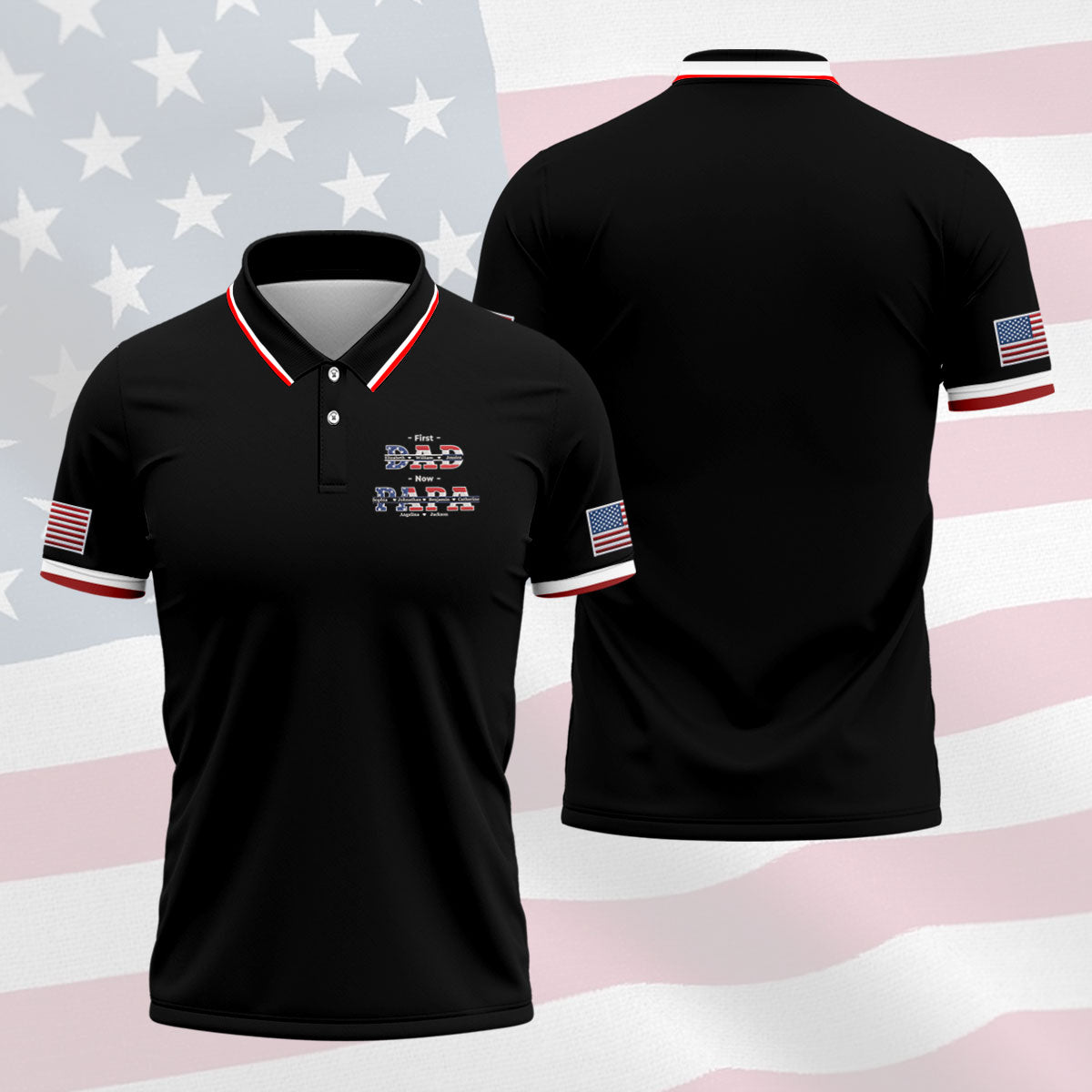 Black First Dad Now Grandpa Golf Polo Shirt, Mens Golf Shirts, Golf Apparel For Men