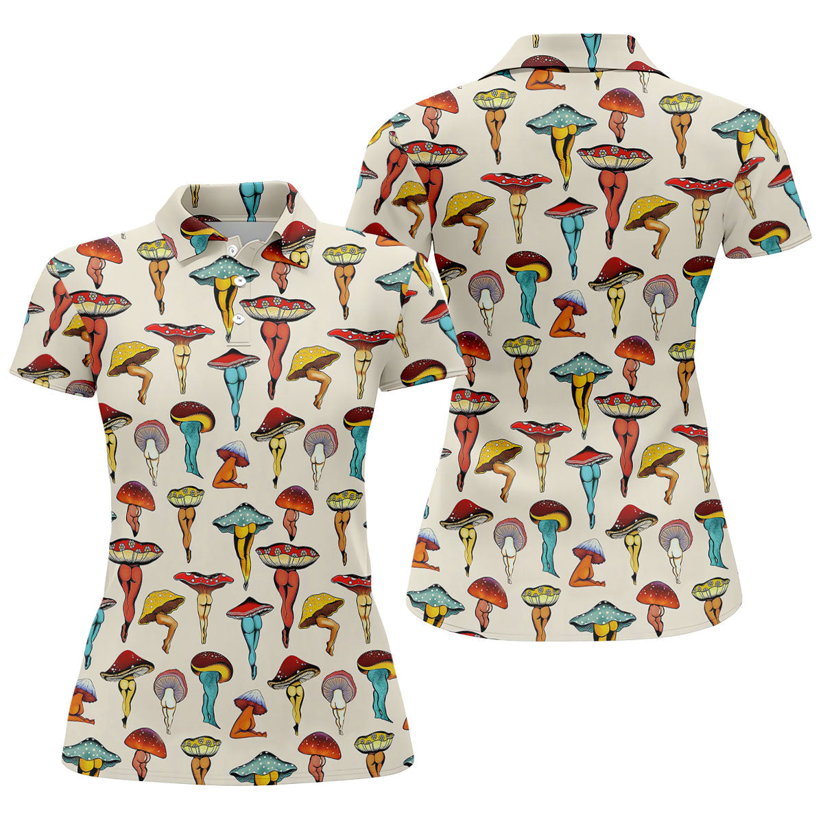 Funny Mushroom Legs Pattern Golf Polo Shirt, Golf Shirts For Women, Women’s Golf Polo
