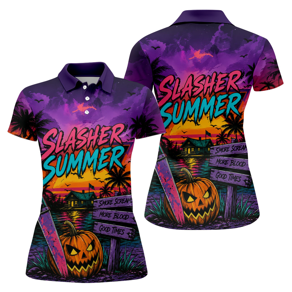 Slasher Summer Halloween Golf Shirt, Golf Shirts For Women, Printed Golf Shirt