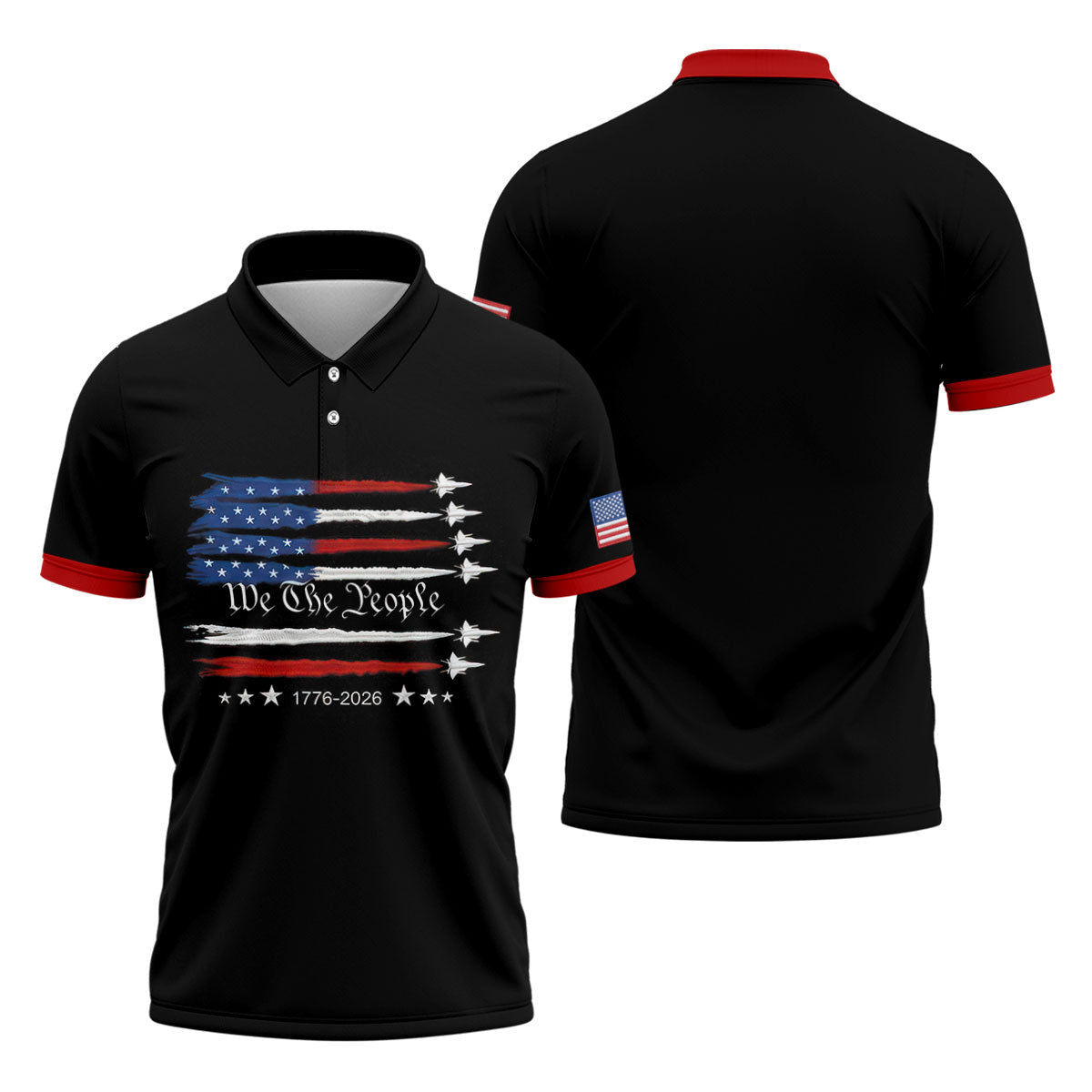 Independence Day Flag We The People Golf Shirt, Patriotic 4th Of July Golf Shirts For Men