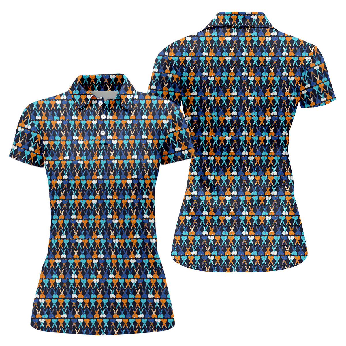 Funny Scissors Pattern Golf Polo Shirt, Golf Shirts For Women, Women's Golf Apparel