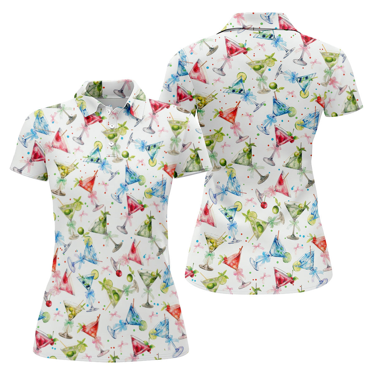 Coquette Martini Cinco De Mayo Celebration Ladies Golf Tops, Summer Theme Golf Shirt For Women