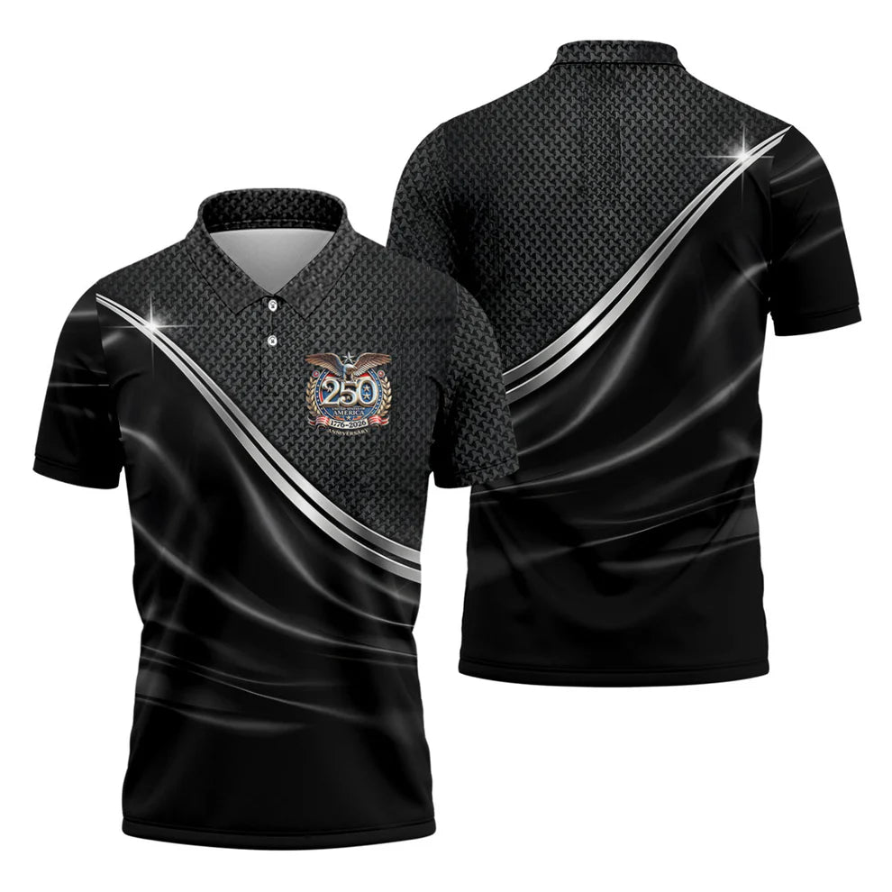 United States 250th Anniversary 4th Of July Golf Shirt, Patriotic Golf Shirt, Satin Print Golf Shirts For Men