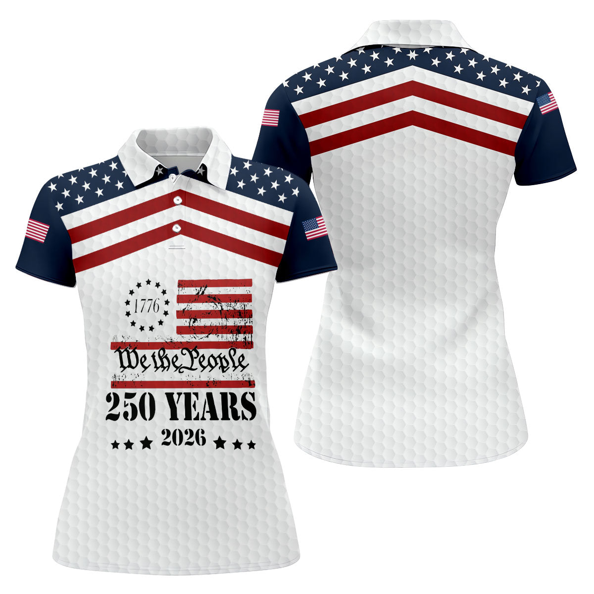 We The People 250 Years US Flag Golf Shirt, Patriotic 4th Of July Golf Shirt For Women