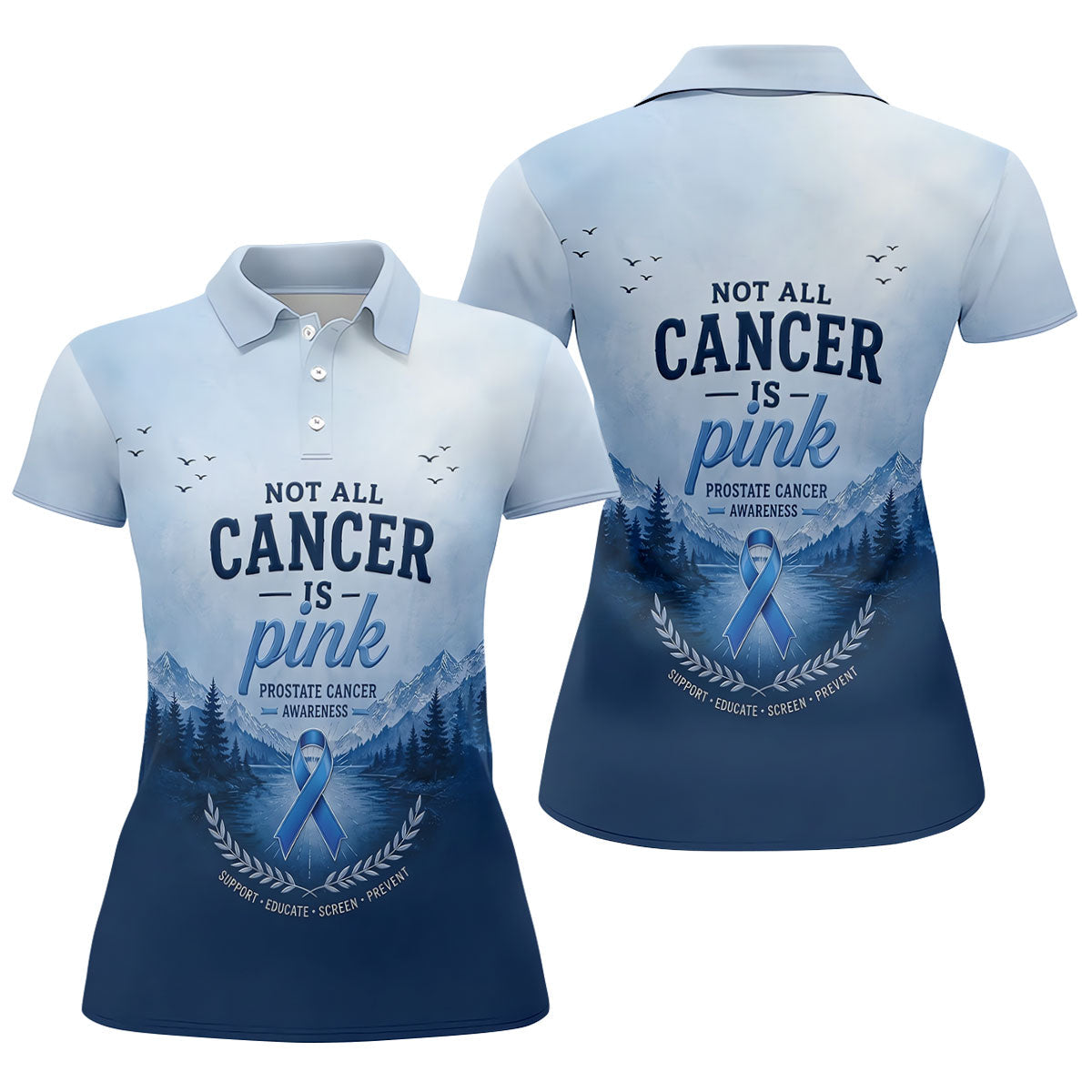 Not All Cancer Is Pink Prostate Cancer Polo Shirt, Womens Golf Tops, Printed Golf Shirt