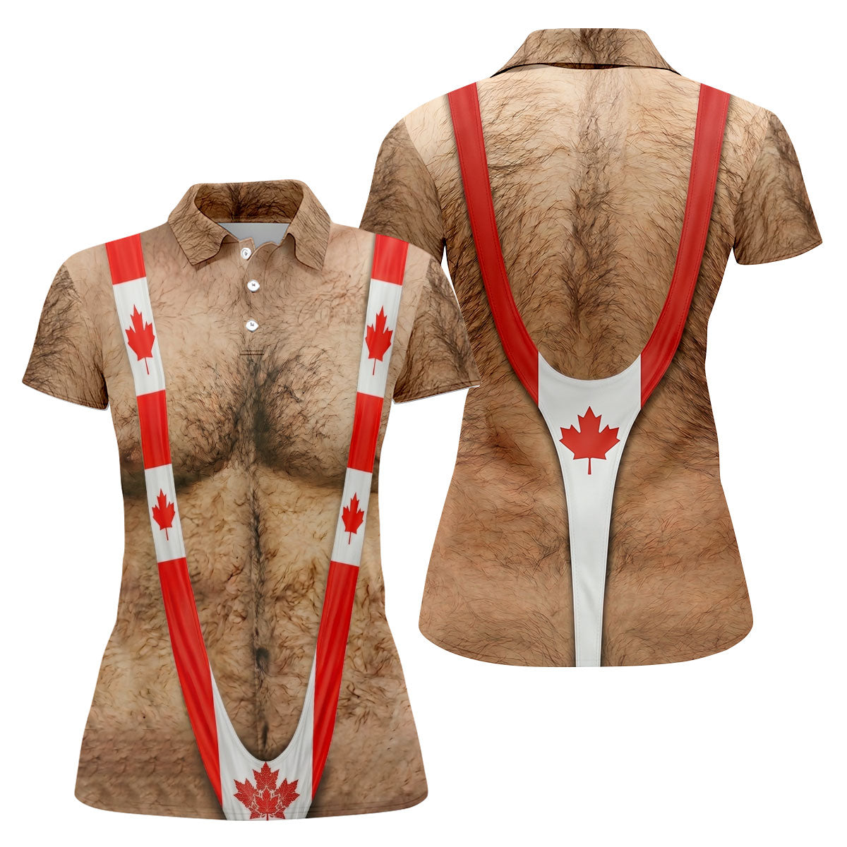 Hairy Body Canada Flag Funny Golf Shirt, Patriotic Golf Shirt, 250 Years Golf Shirt For Women