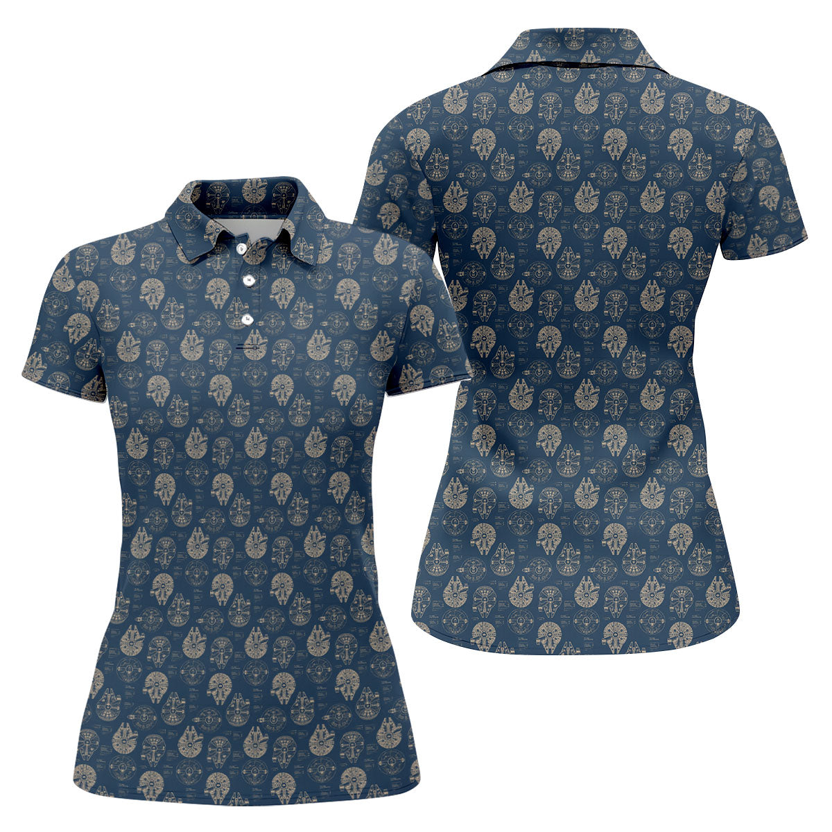 Vintage Spaceship Blueprint Halloween Golf Shirt, Halloween Costume Shirt, Women's Golf Polo