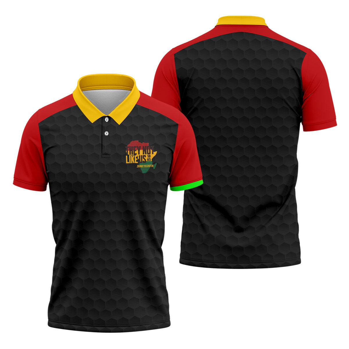 Juneteenth They Not Like Us 1865 Performance Golf Polo Shirt, Golf Shirts For Men, Printed Golf Shirts