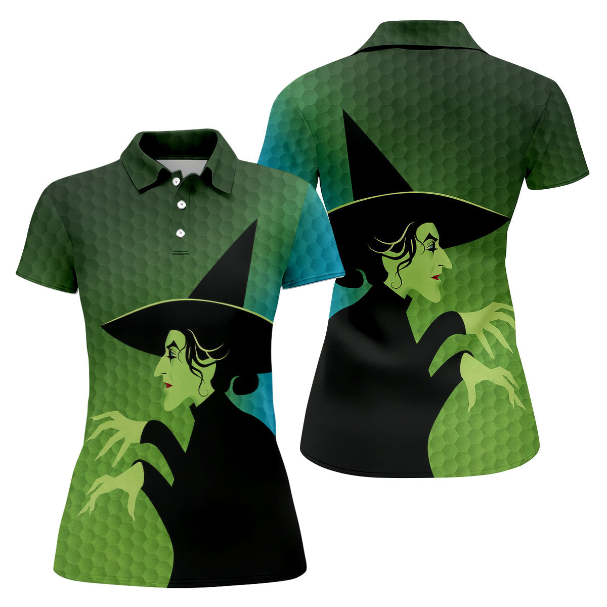 Green Witch Horror Character Halloween Golf Polo Shirt, Witch Costume Shirt, Golf Shirts For Women