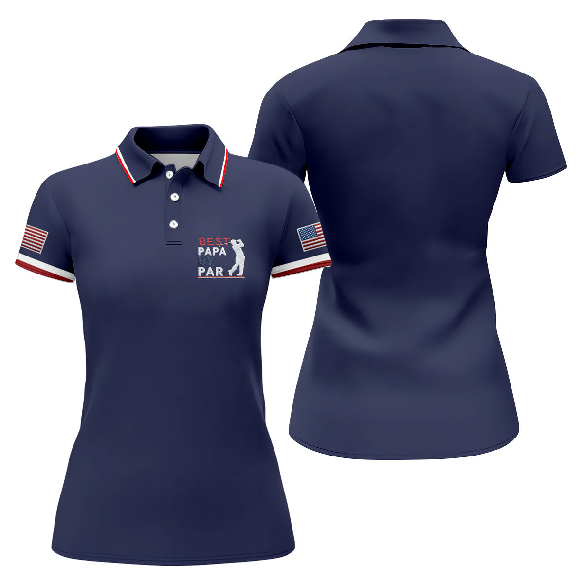 Navy Best Papa By Par Embroidered Golf Polo Shirt, Women’s Golf Polo, Golf Shirts For Women