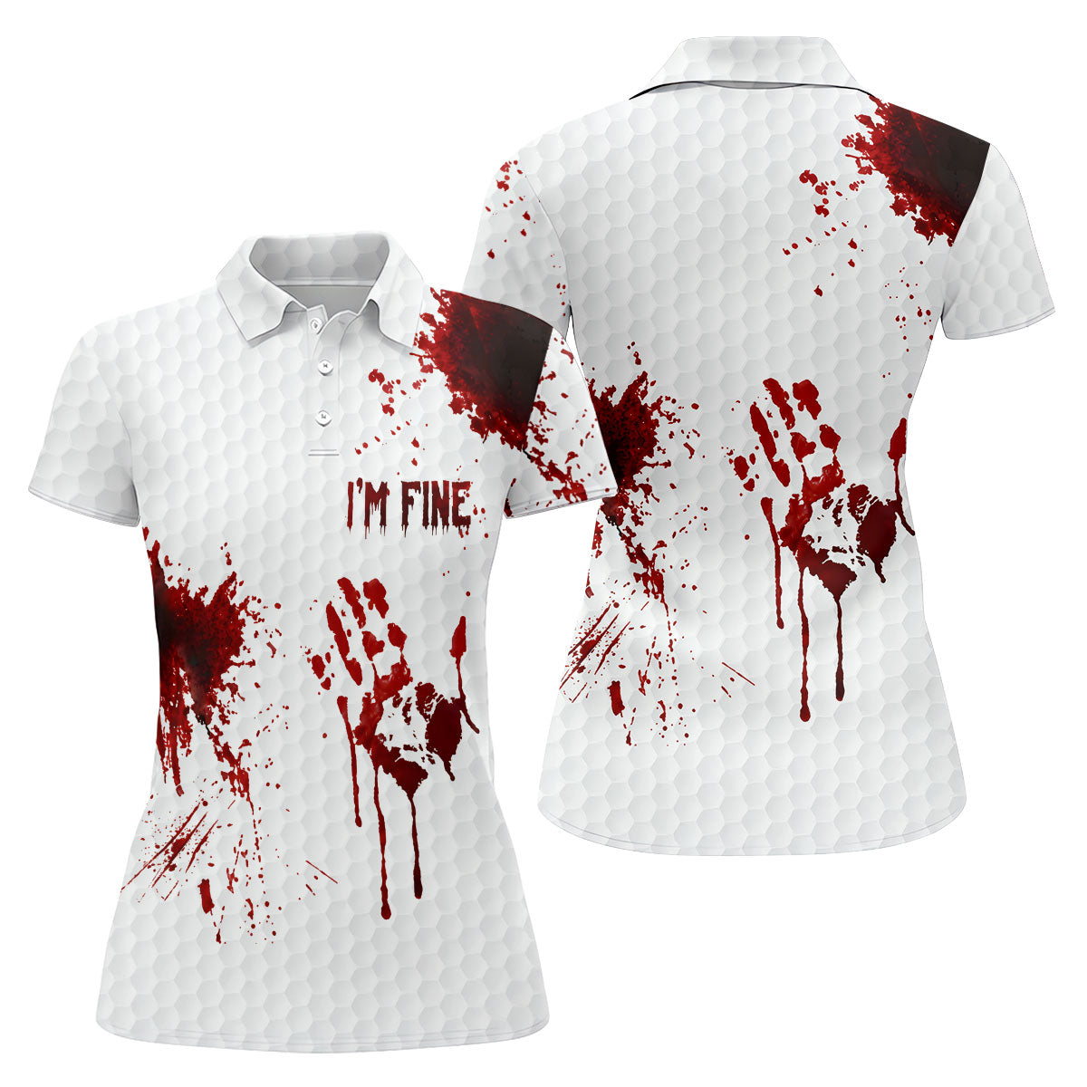 I'm Fine Bloody Halloween Golf Polo Shirt, Golf Shirts For Women, Ladies Golf Tops