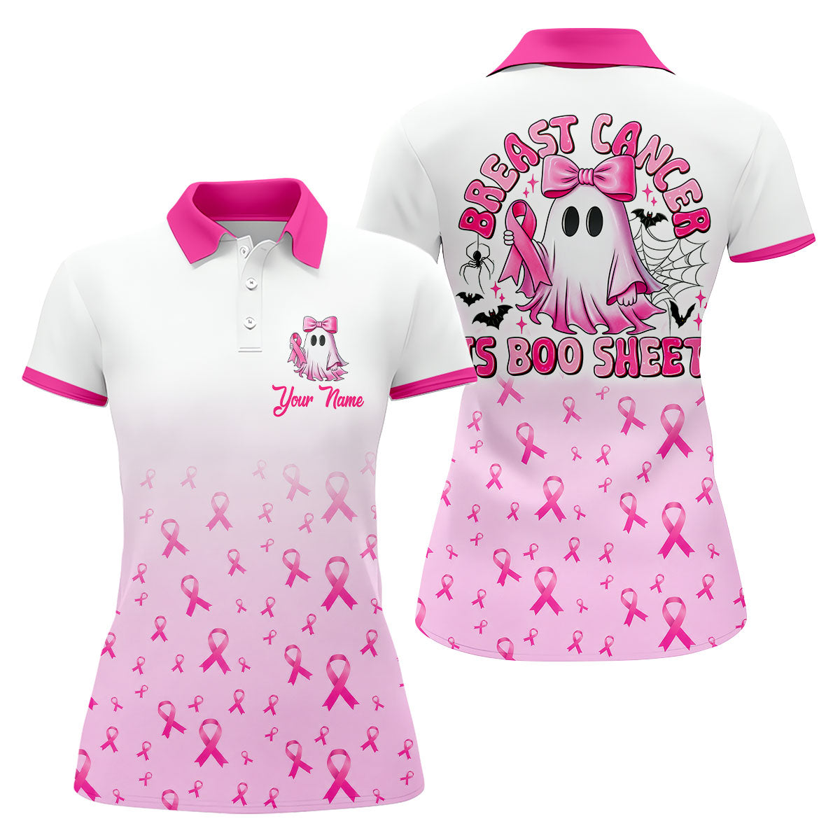 Personalized Breast Cancer Is Boo Sheet Ghost Shirt, Women’s Golf Polo, Ladies Golf Top