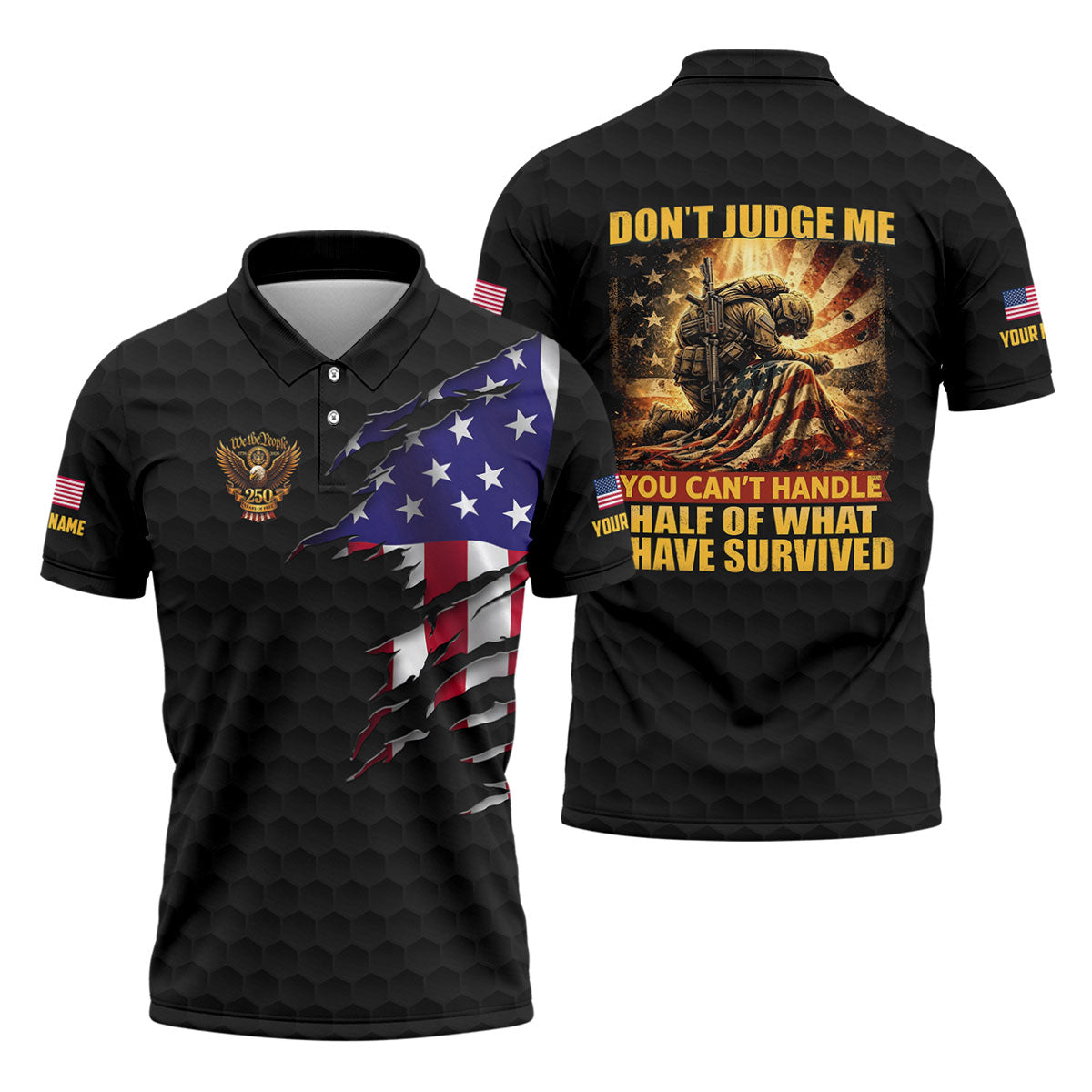 Don't Judge Me Veteran Memorial Patriotic 4th Of July Golf Shirt, 250th Anniversary Golf Shirts For Men