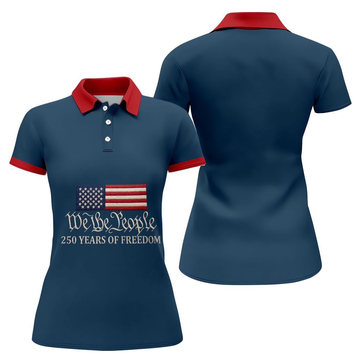 We The People 250 Years American Flag Golf Shirt, Patriotic 4th Of July Golf Shirt For Women