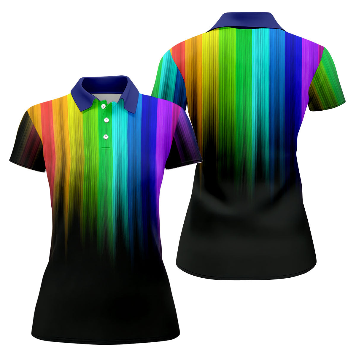 Rainbow Gradient LGBT Support Ladies Golf Tops, Gay Pride Month Celebrate Golf Shirt For Women