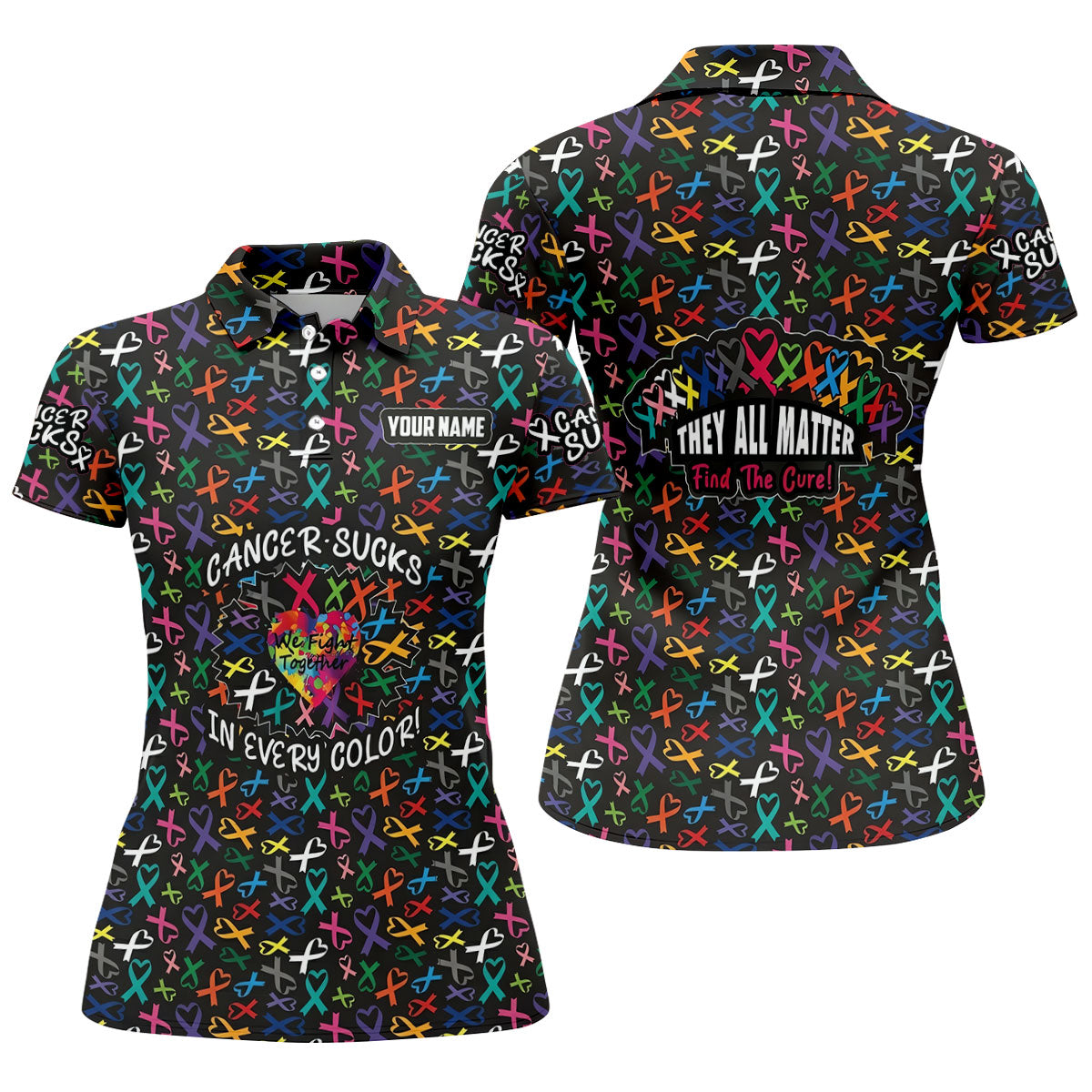 Custom Breast Cancer Sucks In Every Color Polo Shirt, Women's Golf Polo, Printed Golf Shirt