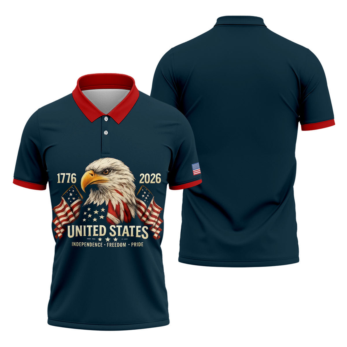 America 250 Men's USA 1776-2026 4th Of July Golf Shirt, Patriotic Golf Shirt, Golf Shirts For Men