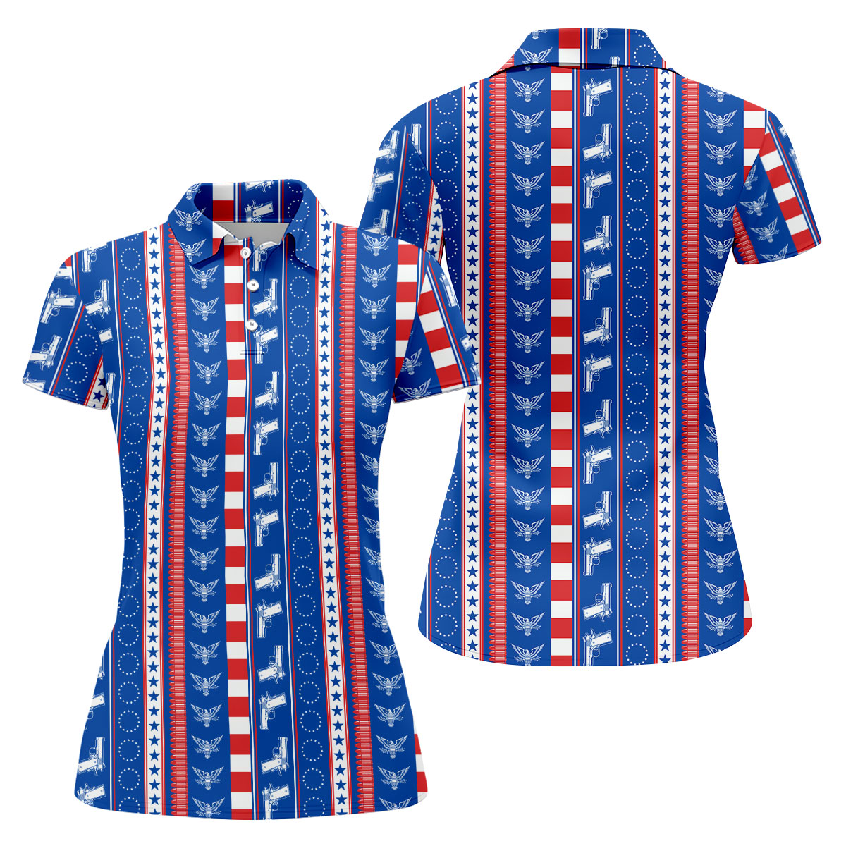 Red White Blue Army Theme Patriotic 4th Of July Golf Shirt, 250 Years Golf Shirt For Women